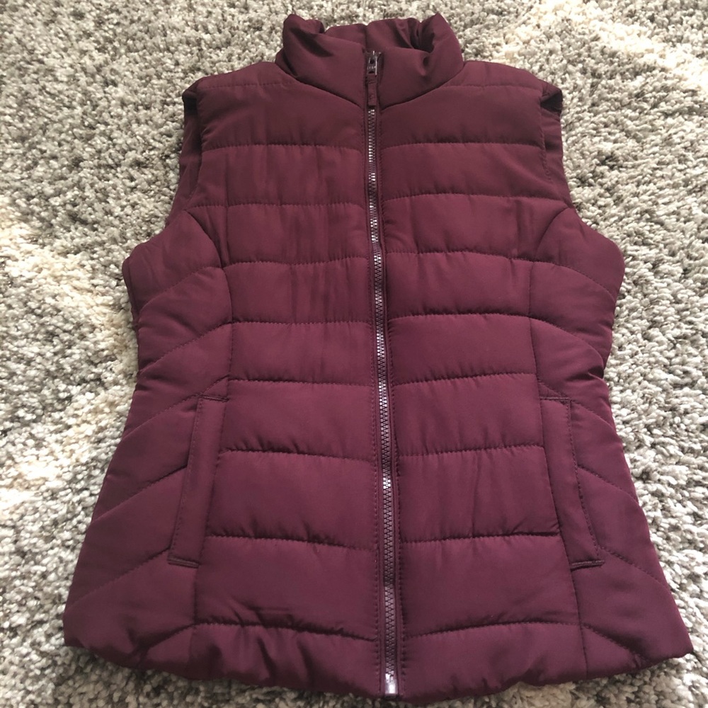 *new* cranberry colored puffer vest.